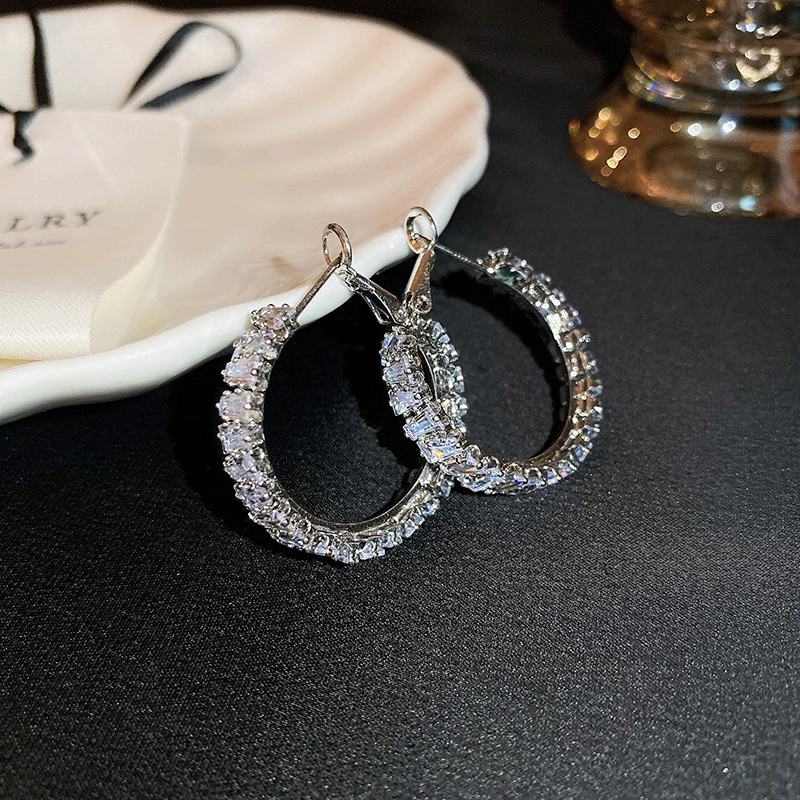 Серебряная игла, циркон, серебряные серьги, широкий цветовой диапазон, простой и элегантный дизайн