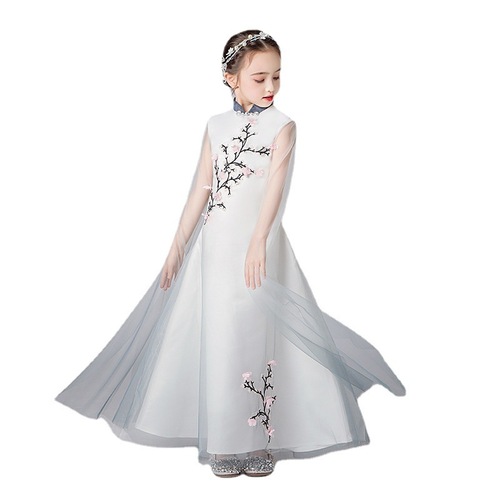 Girls cheongsam Chinese guzheng stage costumes little girl princess dress female children antique Chinese style dress in the spring