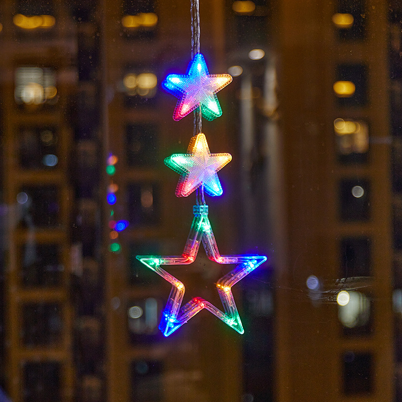 Nuevo estilo transfronterizo Navidad ambiente creativo LED ventosa decoración de la lámpara decoración del festival lámpara de estrella de cinco puntas colgante colgante image 19