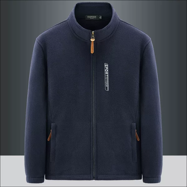 Fleece Men's Outdoor Sports Collar Top Large Size Windproof Fleece-Lined Warm Cardigan Sweater Fleece Coat