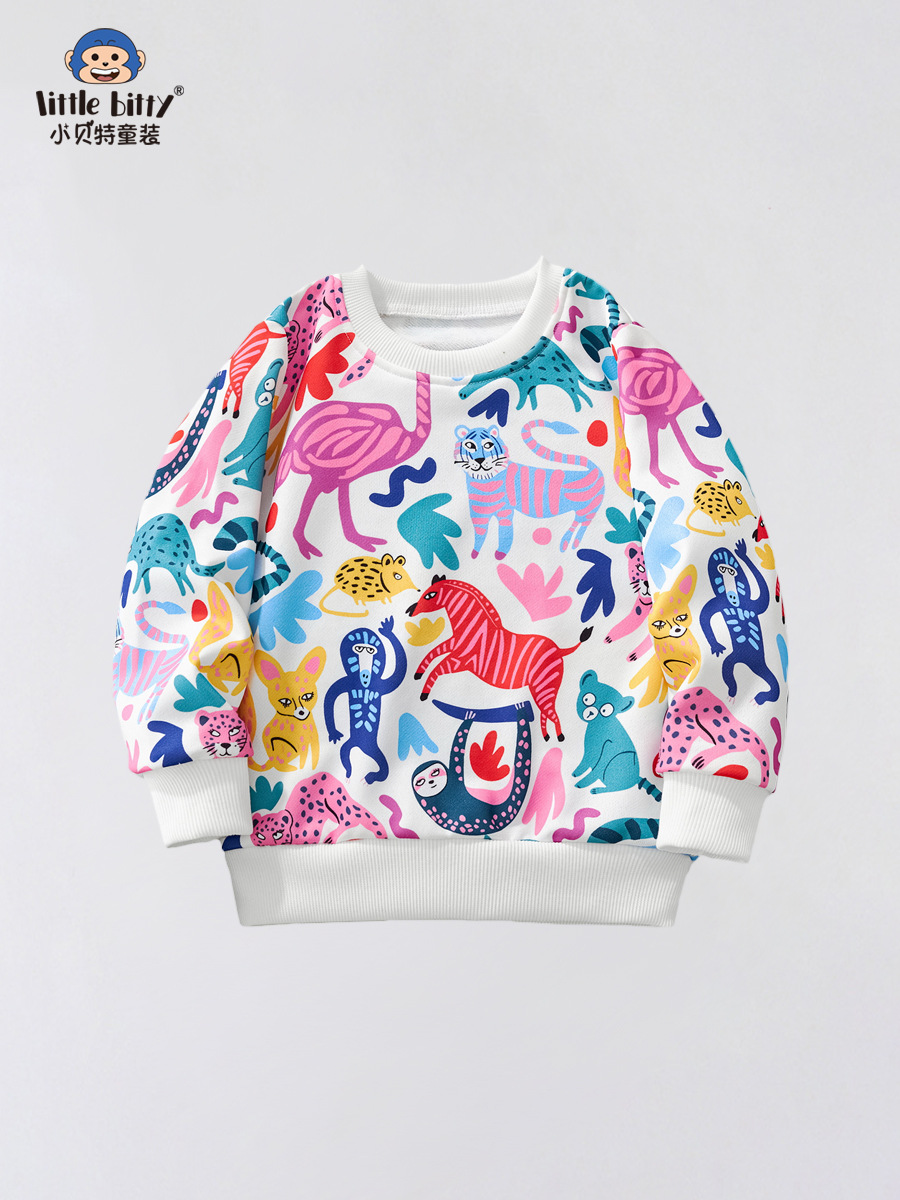 2025 spring children's sweater small and medium-sized children's trendy printed children's top new children's long-sleeved sweater