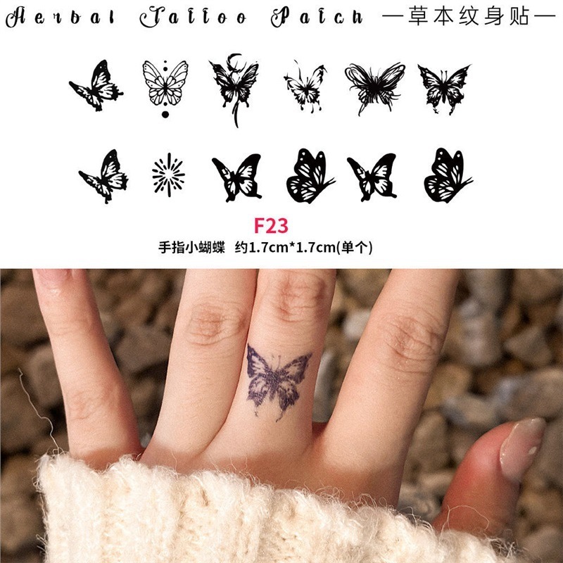 Cute Ins Style Butterfly Finger Small Pattern Bow Herbal Juice Waterproof Long-lasting Semi-permanent Tattoo Sticker