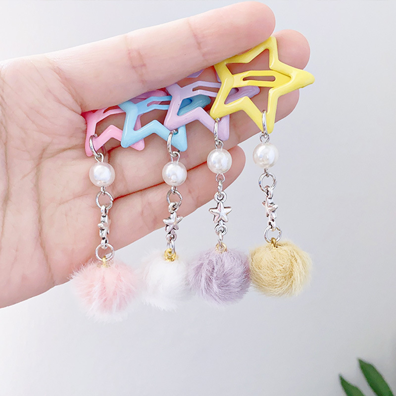 IG Style, Cute Style IG Style Cute Women's Pentagram Alloy Plush Charm Hair Clips