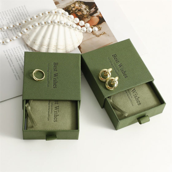 Imitation Leather Paper Box Drawer Box Microfiber Jewelry Bag Portable Earrings Necklace Ring Jewelry Dustproof Storage