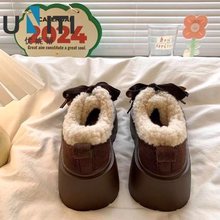 森系蝴蝶结加绒棉鞋女2025年秋春夏新款厚底保暖加厚雪地休闲可爱