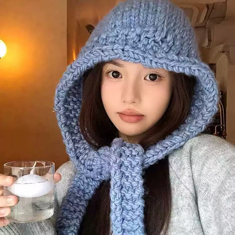 韩版粗针织帽女秋冬季时尚保暖雷锋帽护耳巴拉克拉法帽护耳毛线帽|undefined