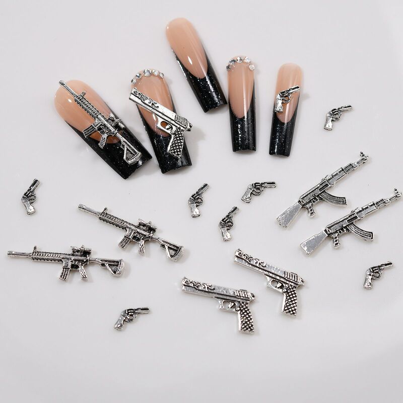 Cross-border popular nail accessories European and American hot girl simulation gun M416 left wheel wear armor phone case accessories material