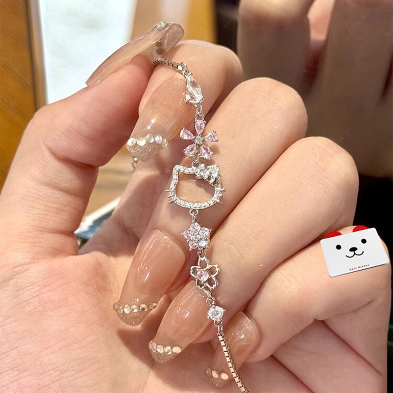 Zircon Flower Star Kt Cat Bracelet Cute Accessible Luxury High-End Bracelet High-Value Niche Stylish Versatile Bracelet