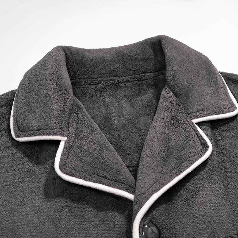 Pijamas cálidos de lana de coral para hombres otoño y invierno engrosados con un conjunto de lana 2025 nueva ropa de franela para el hogar