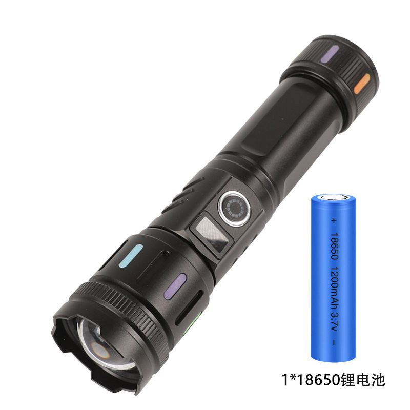 Lintera de luz al aire libre transfronteriza recargable telescópica zoom digital láser blanco tira fluorescente antorcha de luz