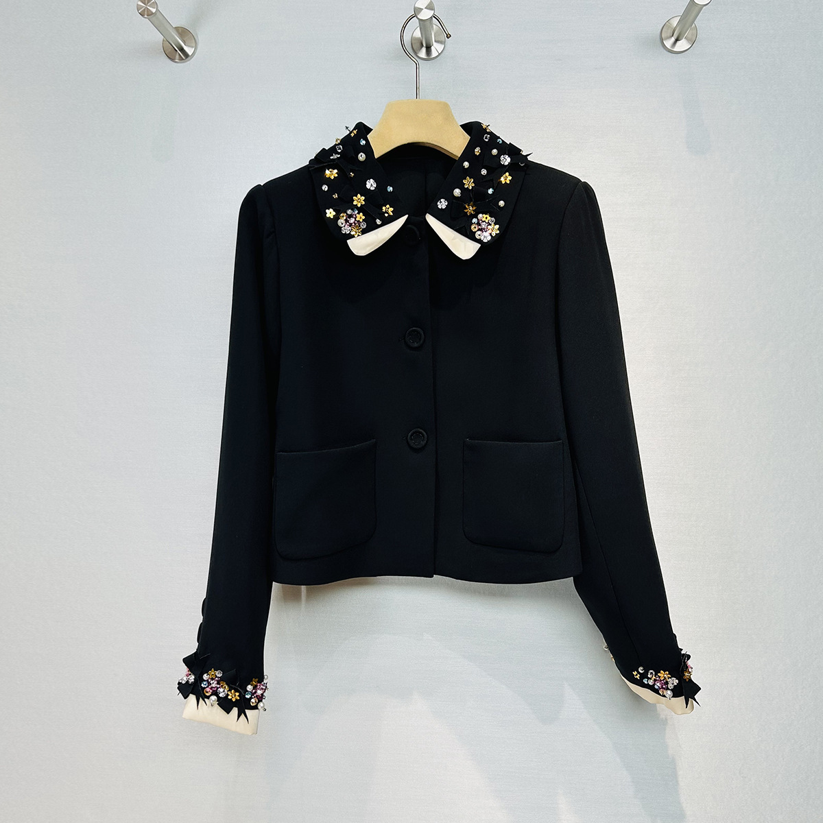 Miu Style High Version Pure Original Lapel Suit Jacket Women's Five-Pointed Star Sequin Fashionable Short Top Early Autumn New Style