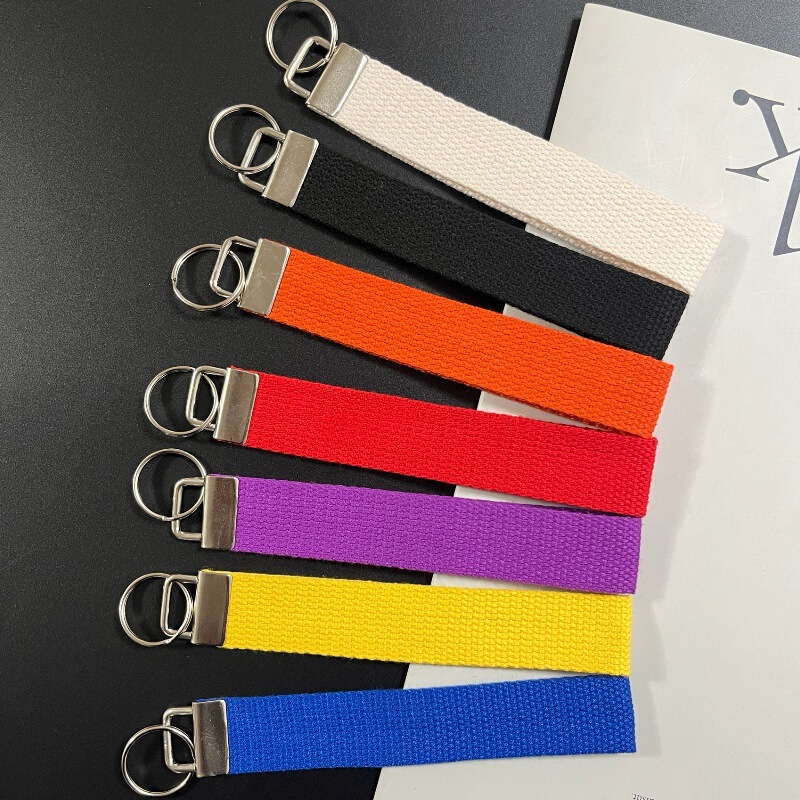 In-Stock Cross-Border Blank Canvas Ribbon Keychain DIY Iron-On Embroidery Fabric Label Accessory Bag Small Pendant