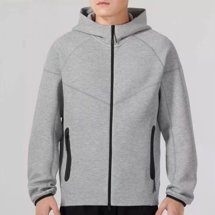 Мужской худи-кардиган с капюшоном, осенне-зимняя коллекция, оптом, серый и черный цвета, в наличии, молодежный стиль.