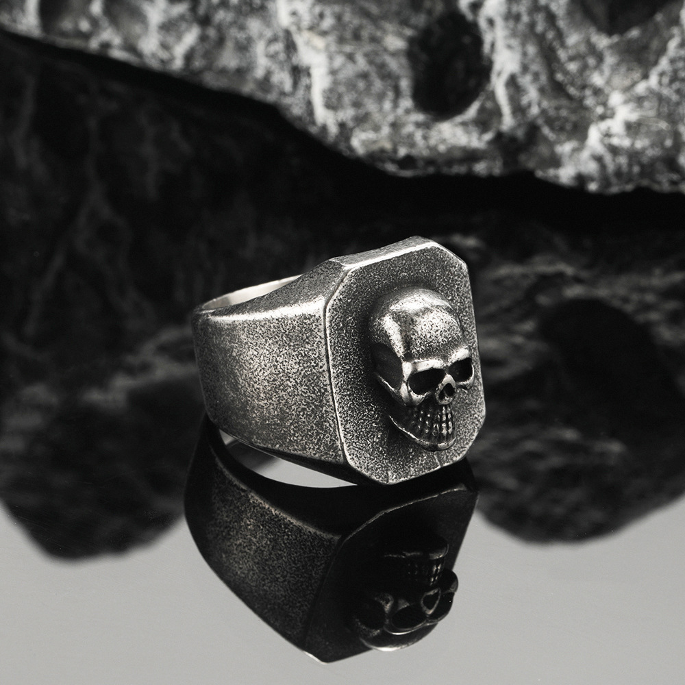 Punk Skull Titanium Steel Plating Men's Rings display picture 1