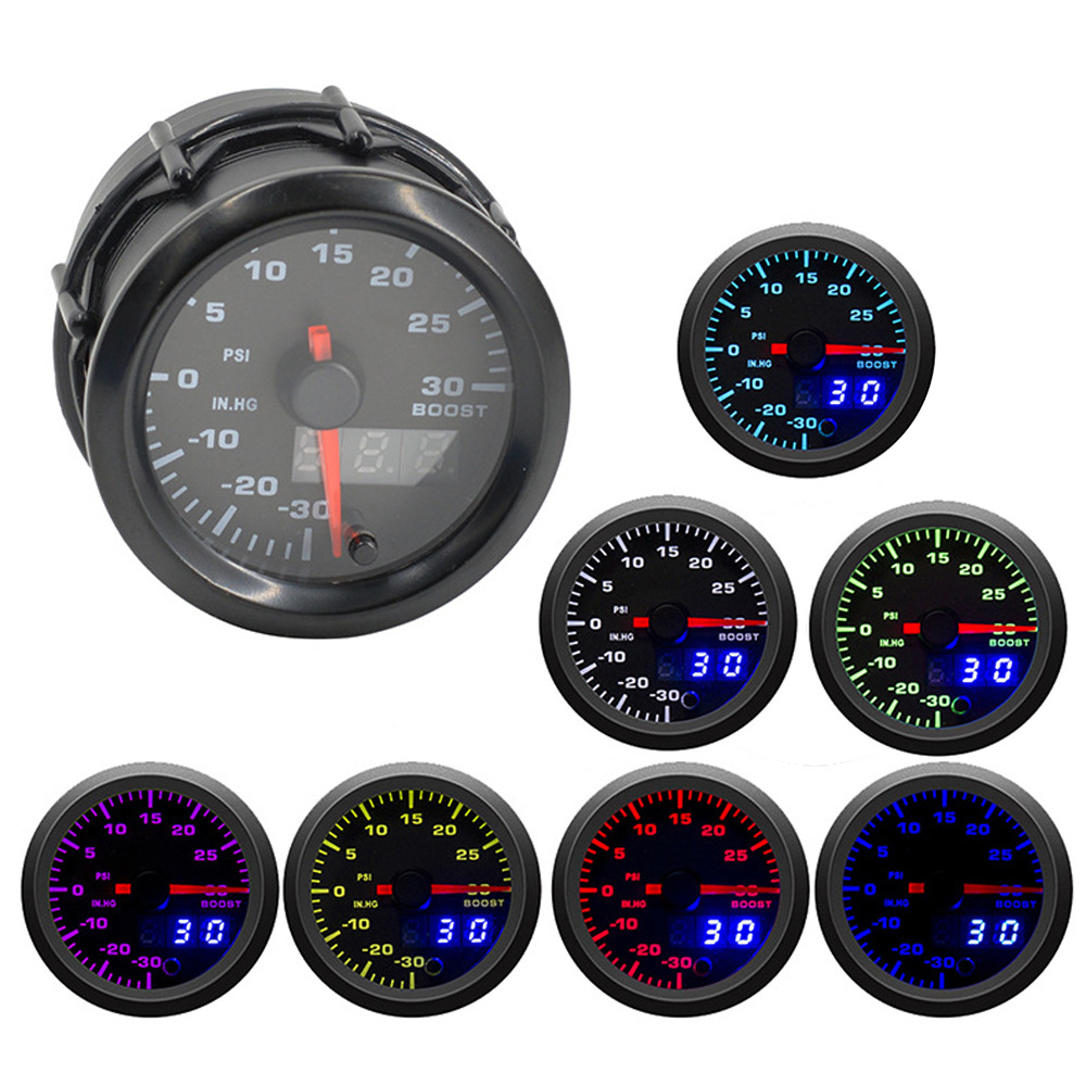 52mm Car Restoration Instrument 12V Colorful Pointer Turbocharger Gauge Psi Car Racing Gauge