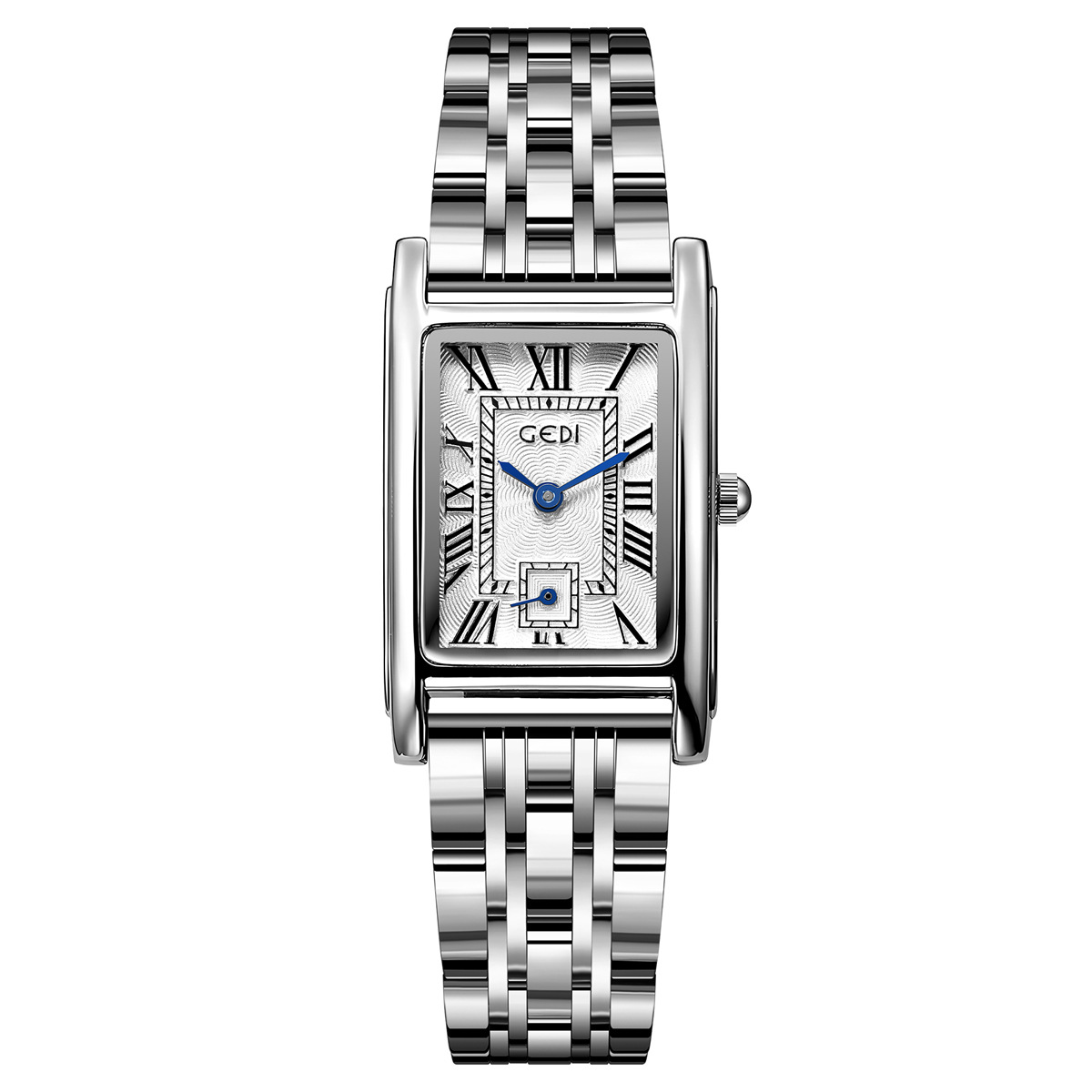 Gedi creativo independiente segunda mano luz lujo escala romana pequeña placa cuadrada impermeable cuarzo Acero inoxidable reloj Mujer