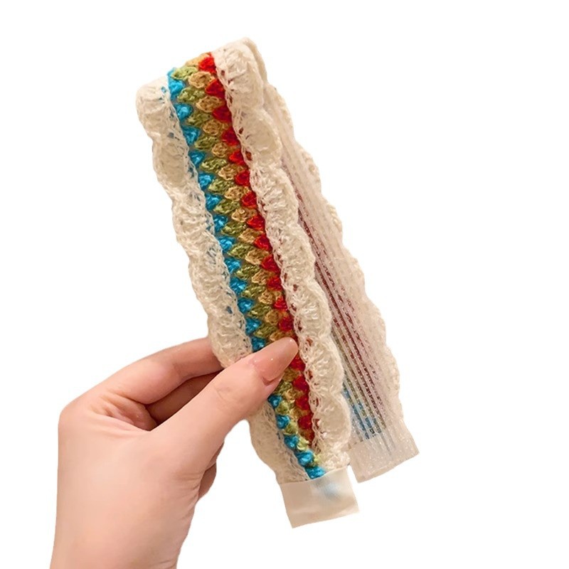 Retro francés velcro de punto para niños 2025 nuevo acabado de cabello de artefacto de la banda de cabello de niña dulce correa de cabello