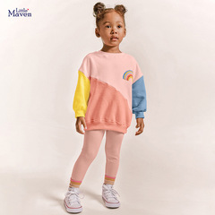 Little maven歐美長袖女童衛衣套裝秋款毛巾繡童裝可愛兒童套裝