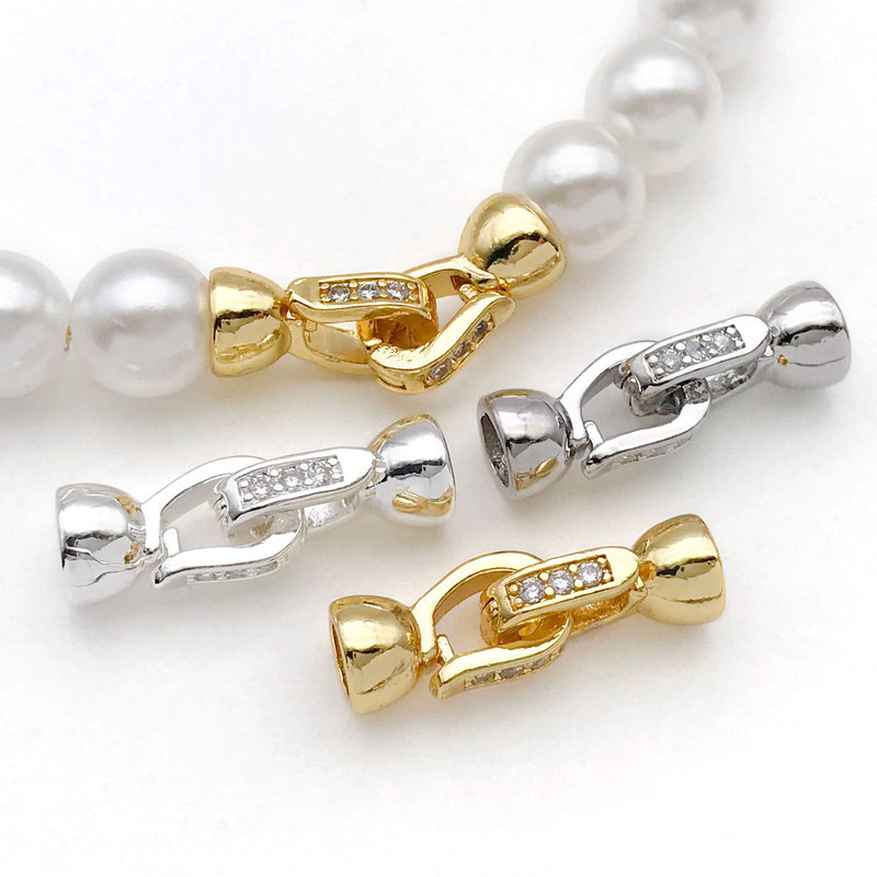 Pearl Necklace Clasp with Zirconia, Universal Clasp for Bracelets, Sweater Chain End Clasp, DIY Jewelry Accessories Pearl Necklace Clasp with Zirconia, Universal Clasp for Bracelets, Sweater Chain End Clasp, DIY Jewelry Accessories
