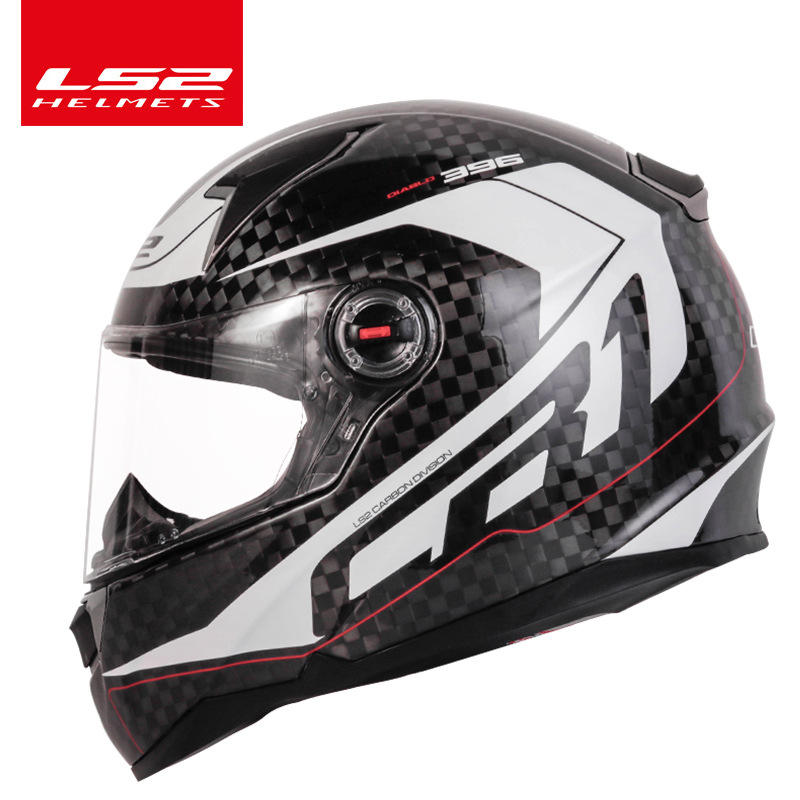 Ls2 casco de la motocicleta ultra ligero 12K de fibra de carbono casco completo 3C certificado anti-niebla Cuatro Estaciones hombres y mujeres de la motocicleta FF396