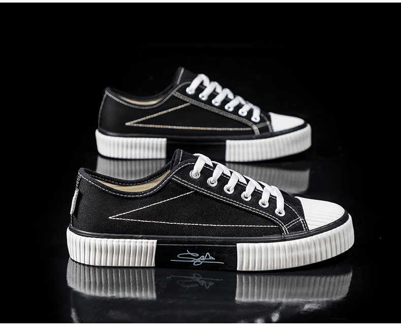 Canvas men's biscuit shoes, 2024 autumn new Korean version versatile Harajuku ulzzang breathable student ins board shoes_voghion.com