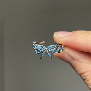 Red Riding Book Same Style Dream Butterfly Ring Women's Ins Niche Design High-value Elegant Light Luxury 2024 New Finger Ring