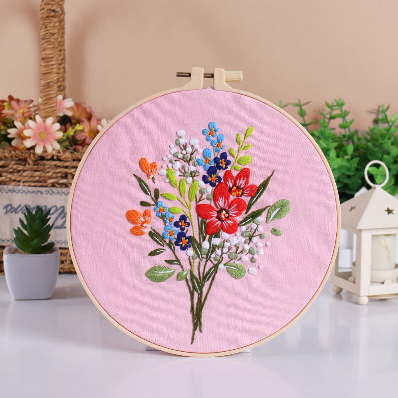 Nuevo producto ramo flor kit de bordado a mano paquete de material de bricolaje arte de tela para principiantes bordado Su bordado original inglés