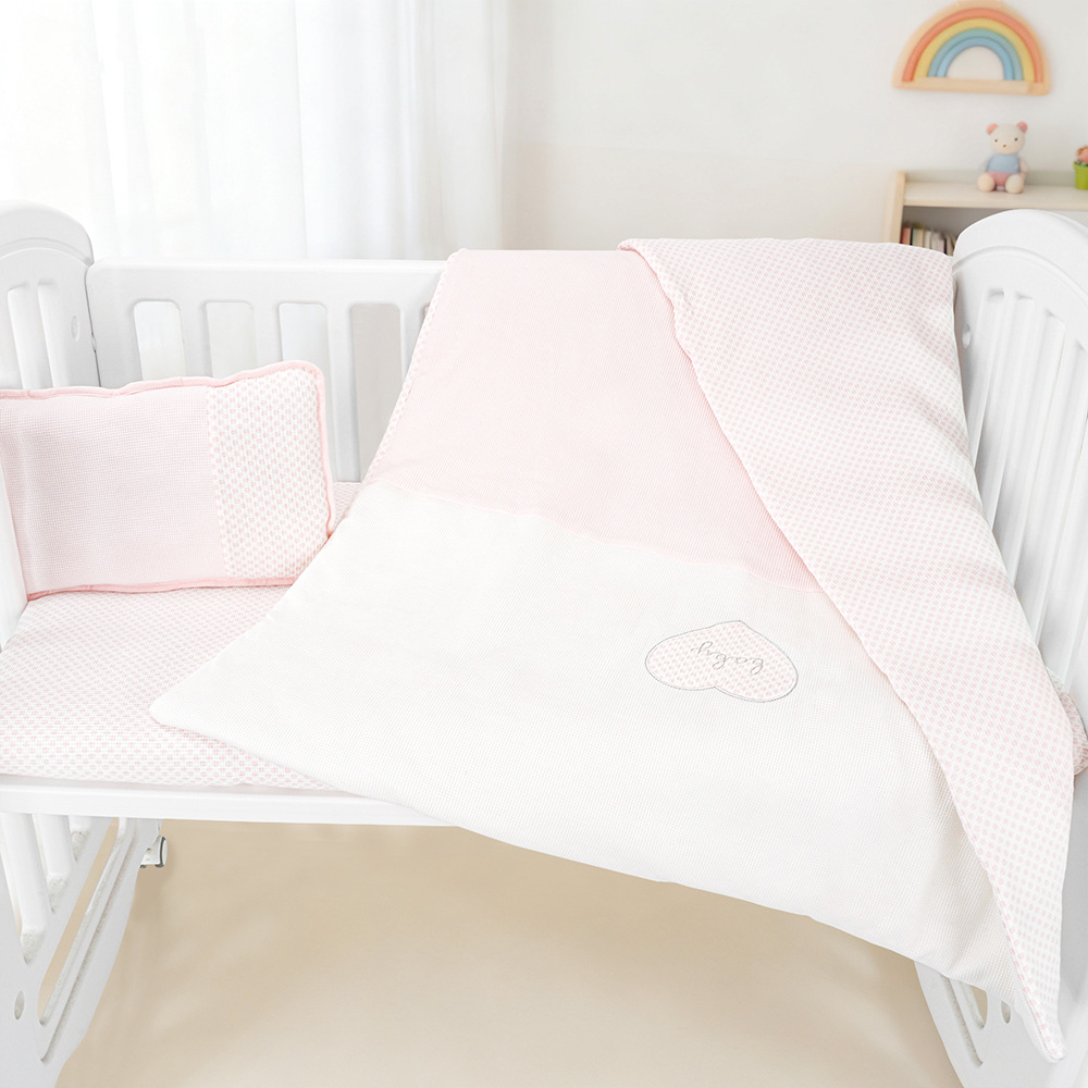 Nuevo bebé colcha de cama de tres piezas, almohada de sábanas de algodón suave recién nacido, set de ropa de cama bebé