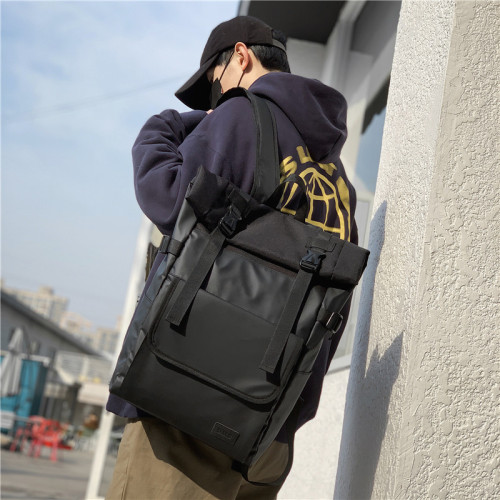 Men's Double Strap Backpack, University Student Trendy Streetwear Hip-Hop Large Capacity High School Backpack for Girls, Fashion Brand Ins Style Backpack