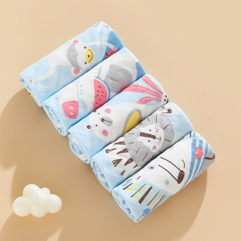 Toallas cuadradas tipo A gaza de algodón absorbente de agua transpirable impresión de lavado facial toallas cuadradas toallas para niños recién nacidos