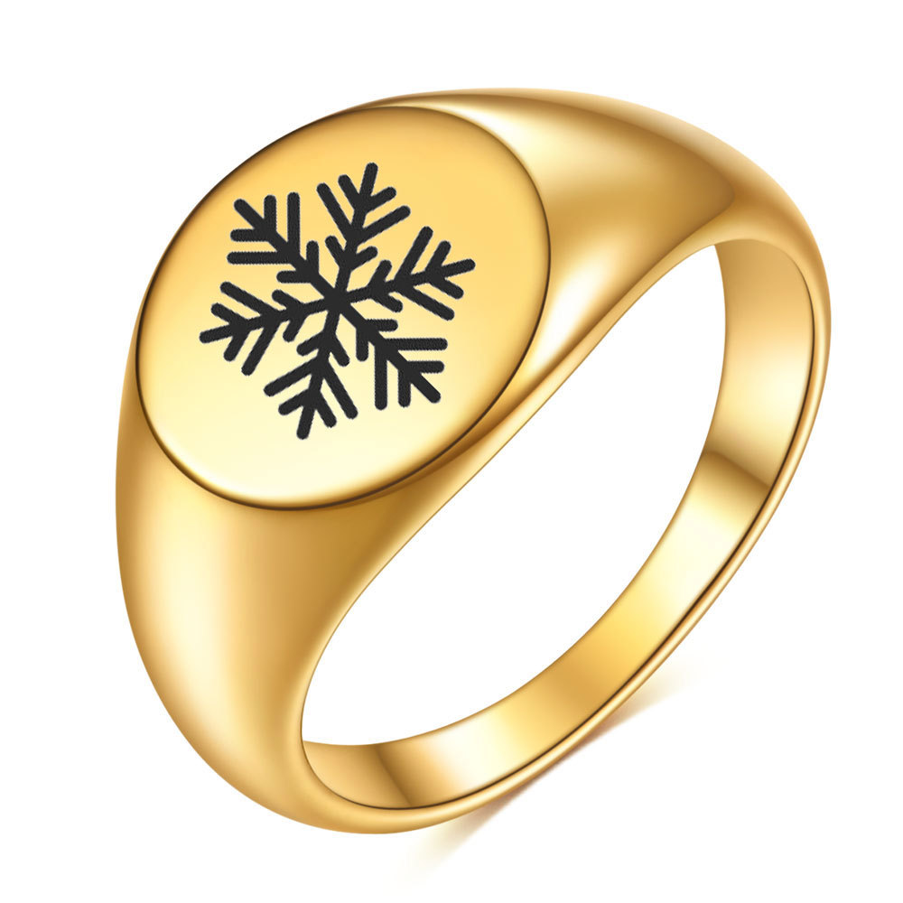 glossy carved universal ring stainless steel