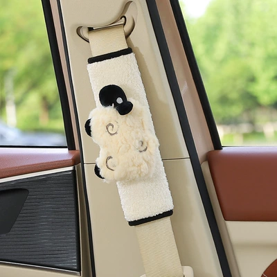 decoration supplies, Seat belt shoulder pad - little-lamb-3d-white-shoulder-pads