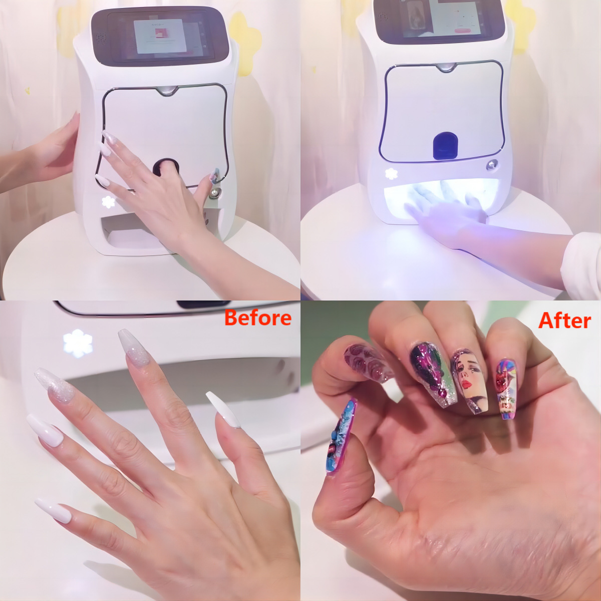 Impresora portátil todo en uno de secado y pintura de uñas totalmente automática, producto popular transfronterizo, con velocidad de 8 segundos para manicura