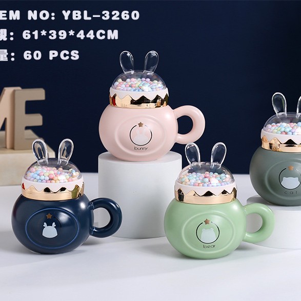 Yiwu esmalte espejo taza de visualización taza de cerámica con tapa nórdico espejo de dibujos animados taza conjunto festival regalo comercio exterior