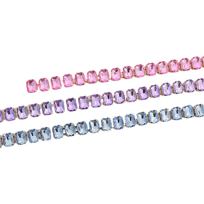 Nuevo cinturón de las mujeres brillante color sólido gema decorativa cristal con incrustaciones cadena de metal cadena de la cintura accesorios en stock al por mayor