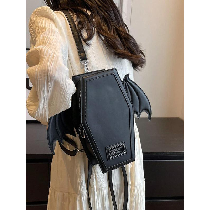 Women's Fashionable Punky Style Plain Bat Wing Decor Letter