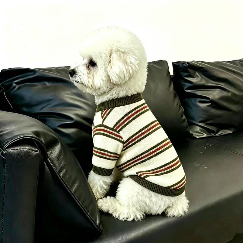 Cross-border Schnauzer Teddy Bichon Frise dog striped clothing, warm, Melard round-neck sweatshirt, for small and medium-sized dogs, two-legged Cross-border Schnauzer Teddy Bichon Frise dog striped clothing, warm, Melard round-neck sweatshirt, for small and medium-sized dogs, two-legged