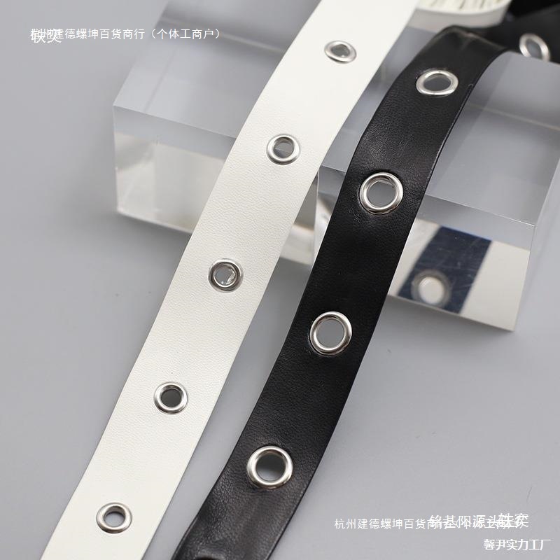 朋克嘻哈皮绳圆环皮项圈项链DIY辅料软皮PU气孔鸡眼金属环皮条