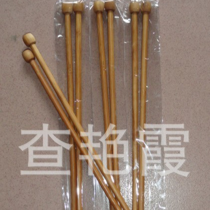 跨境编织工具竹制带珠棒针一套18付36根OPP袋装套装 单尖竹针棒针
