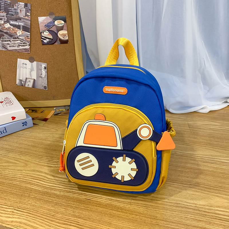 Mochila de estudiantes de primaria admisible con excavadora, mochila de jardín de infantes, mochila de hombro de automóvil para niños