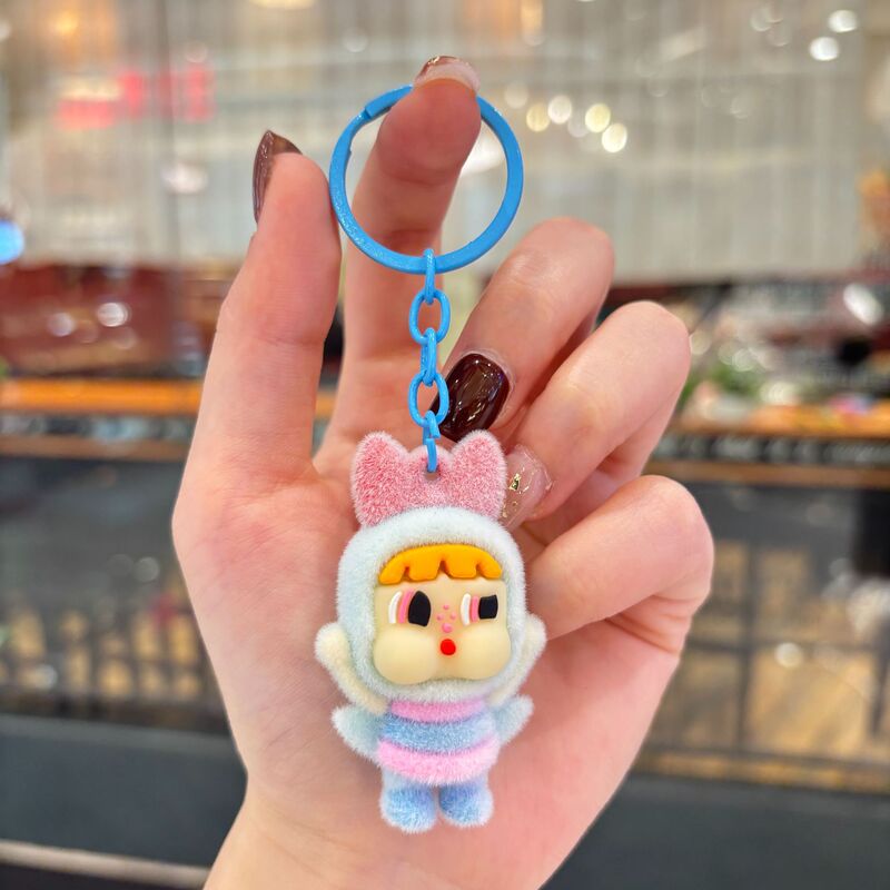 植毛泣き人形キーホルダーかわいいアニメ人形クロスボーダーキーホルダーかばんストラップメーカー卸売り|undefined