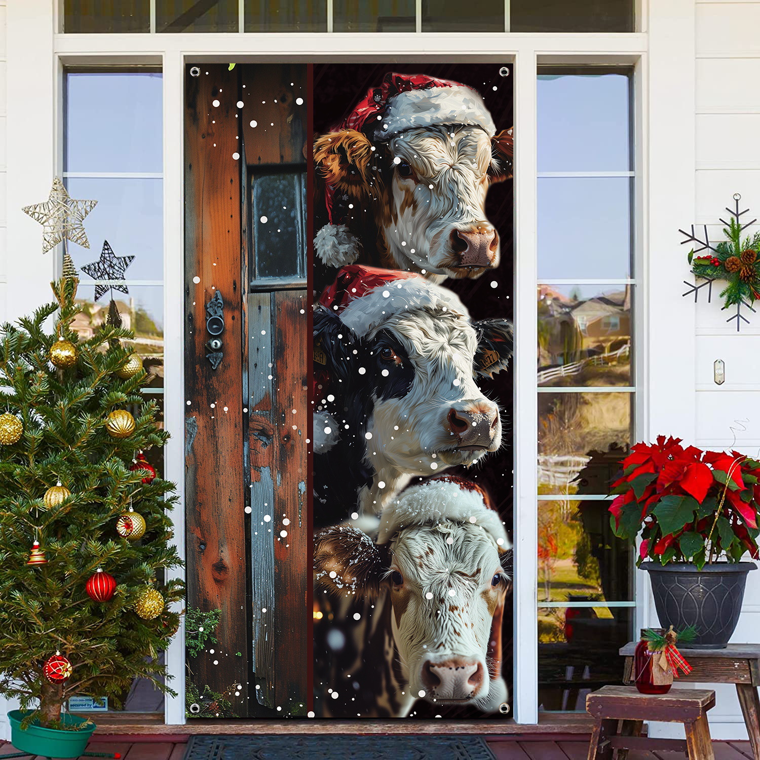 Nuevo estilo transfronterizo cubierta de puerta de Navidad puerta colgante decoración de puerta escena festiva decoración accesorios suministros de Navidad al por mayor