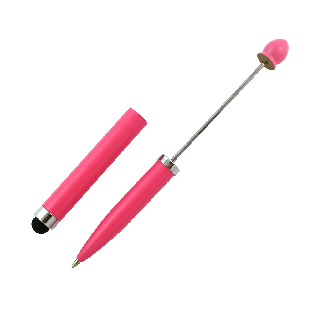 Pluma de pantalla táctil de metal al por mayor bricolaje bolígrafo de cuentas hecho a mano bolígrafo capacitor tres en uno beadable pen