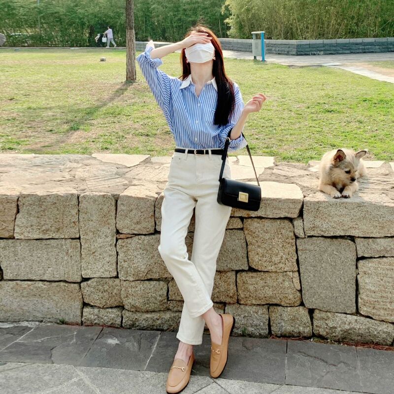 2024 Autumn and Winter New Style Fleece-Lined Thickeneded Off-White Straight Jeans for Women High-Waisted Versatile Baguette Slimming Look Cigarette Pipe