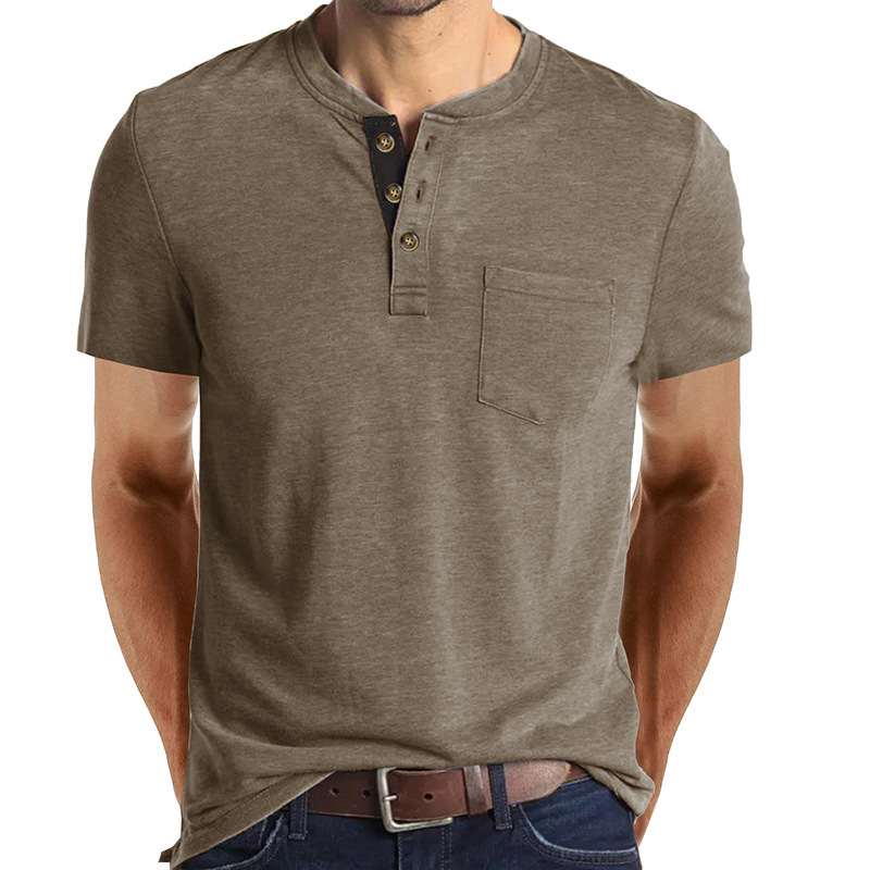 T-shirt henley uomo maniche corte top casual estivo girocollo_voghion.com