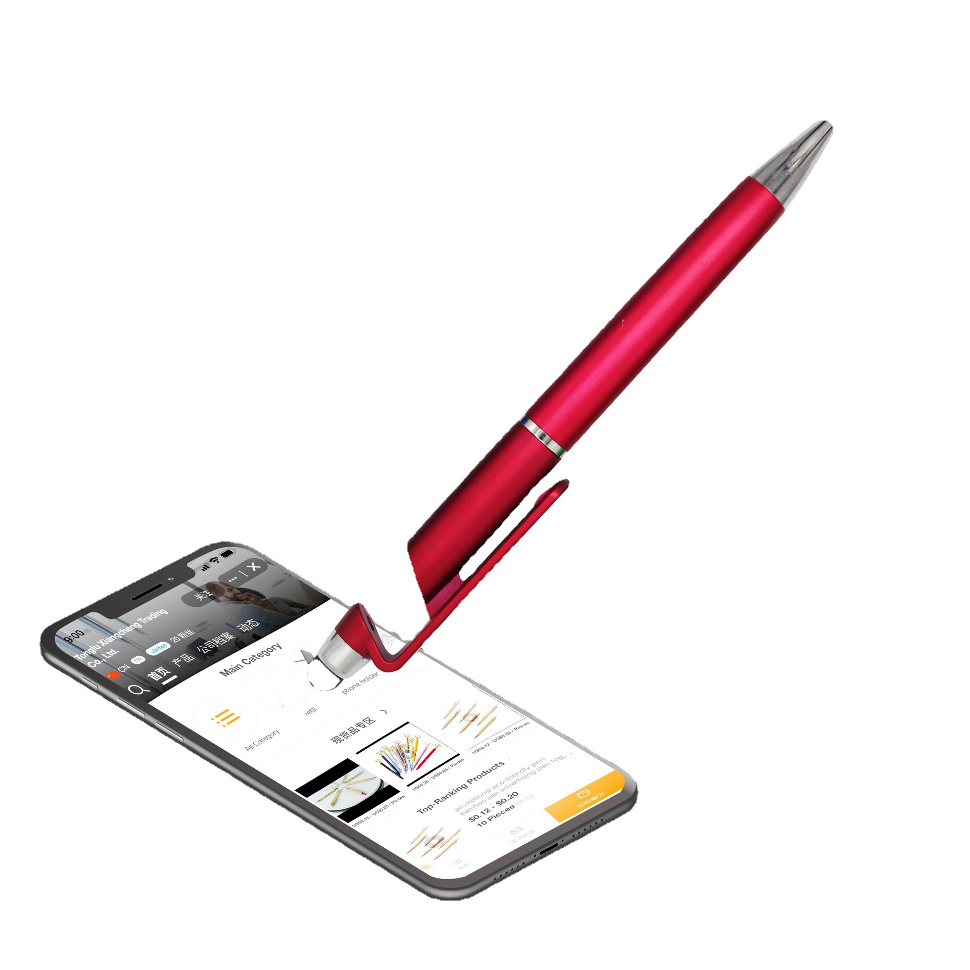 Junrong teléfono móvil titular de la pluma táctil bolígrafo de plástico dos-en-uno medio aceite de la pluma del tacto de la pluma en stock pluma de regalo