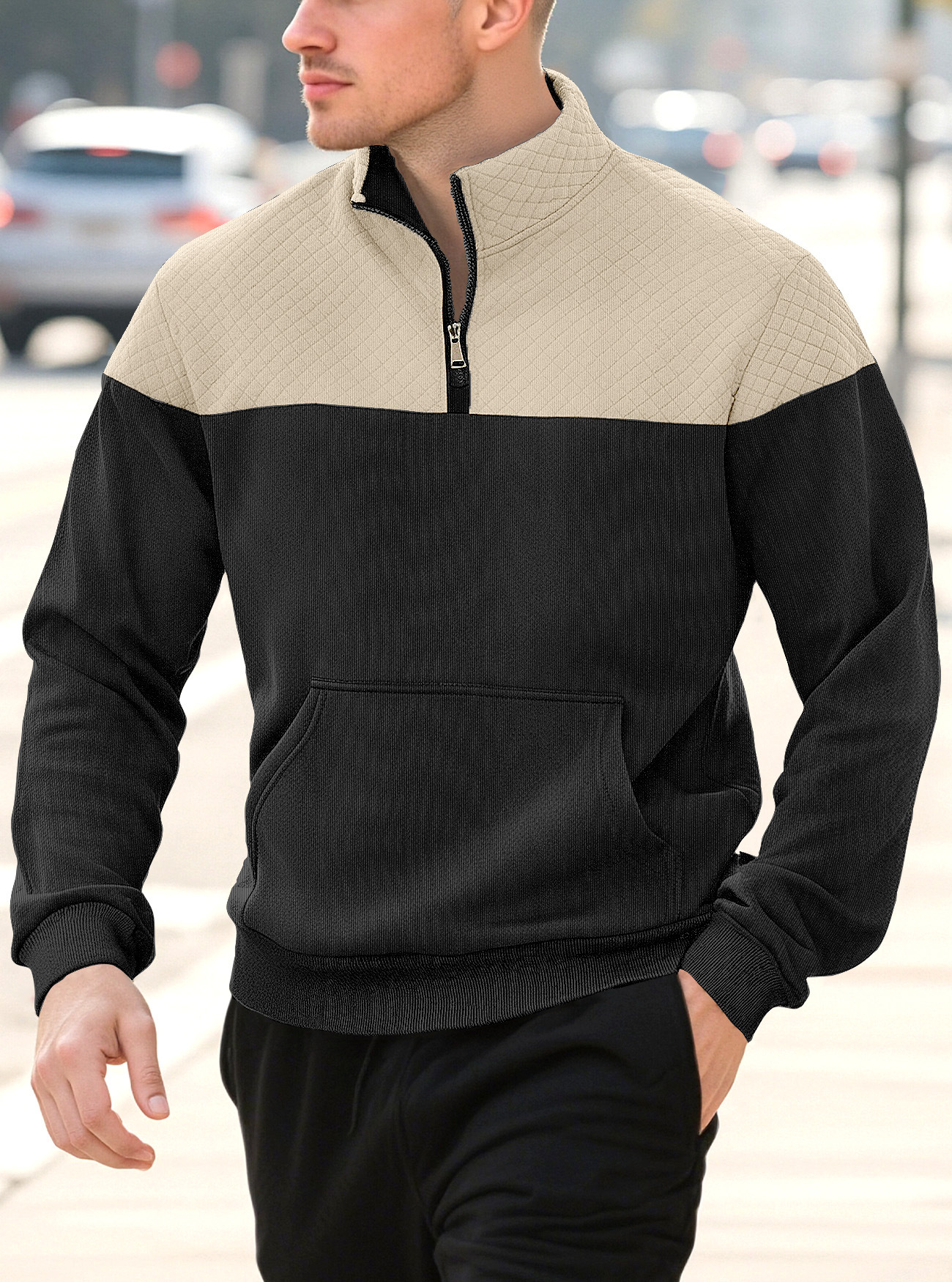 Explosiones transfronterizas de punto con cremallera simple 3D de manga larga polo de otoño de hombre grande polo de hombre
