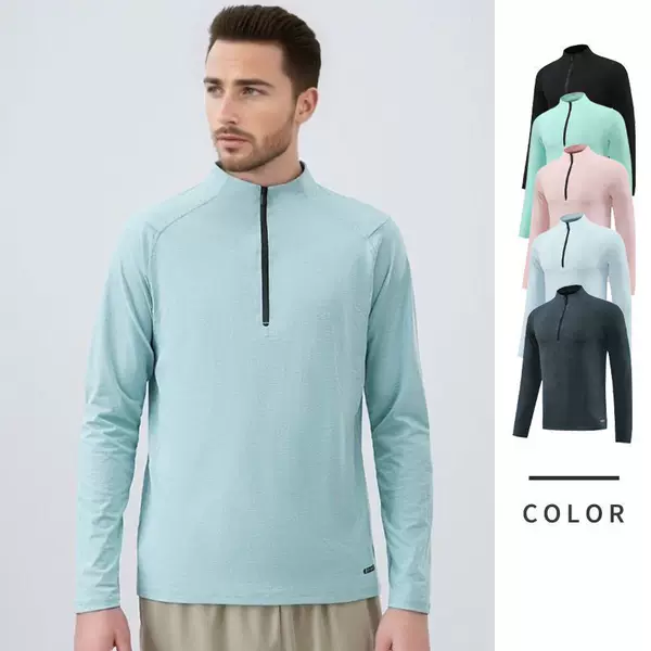 Warm-Keeping Hiking and Running Quick-Drying Long-Sleeved Clothing, Unisex Foreign Trade Casual Sports Jacket, Men's Half-Zip Long-Sleeved Jacket