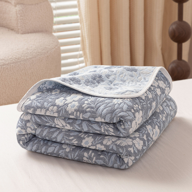 (small blue floral) / 90x 100cm "cotton 6 layer yarn" baby