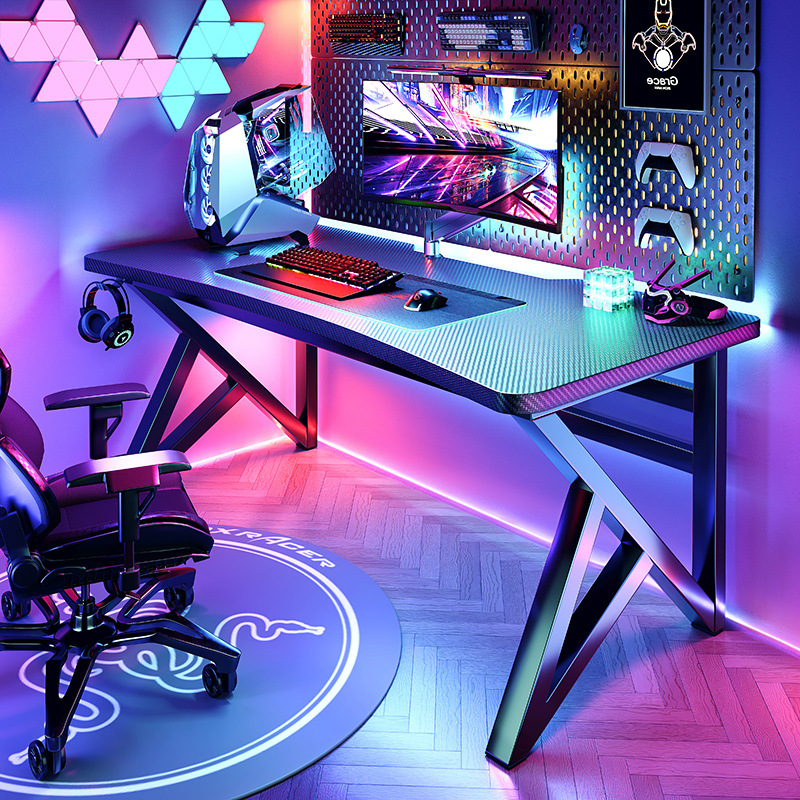 Escritorio de computadora de madera maciza, dormitorio de escritorio, escritorio simple para el hogar, escritorio de estudio para estudiantes, mesa de juegos de fibra de carbono, banco de trabajo